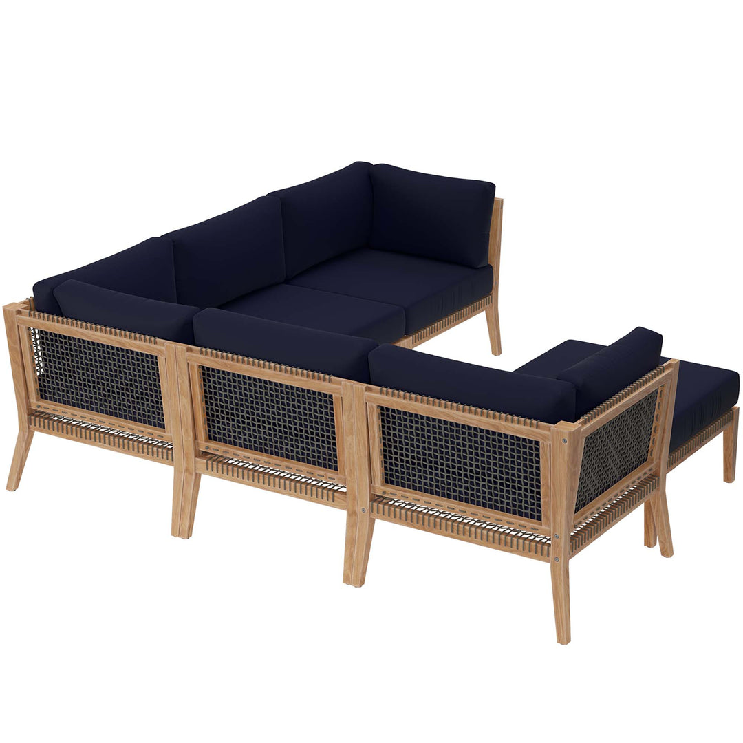 Clearwater 6-Piece Open-air Patio Teak Wood Seating Sofa