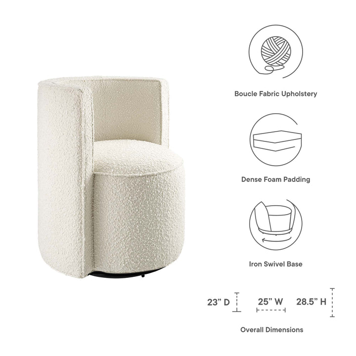 Daisy Boucle Fabric Swivel Chair