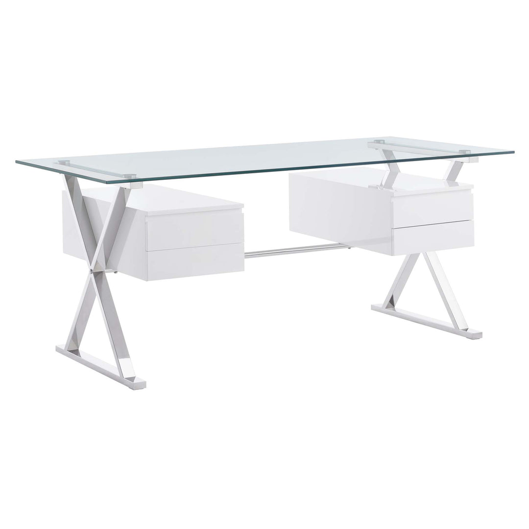 Sleek 71" Glass Top Glass Office Desk