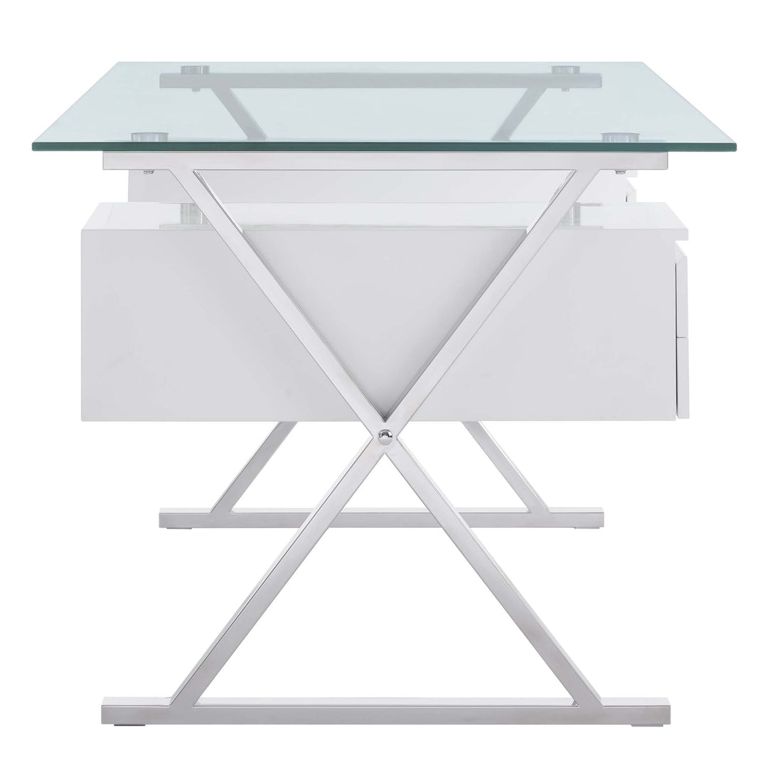 Sleek 71" Glass Top Glass Office Desk