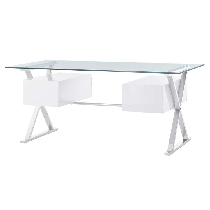 Sleek 71" Glass Top Glass Office Desk