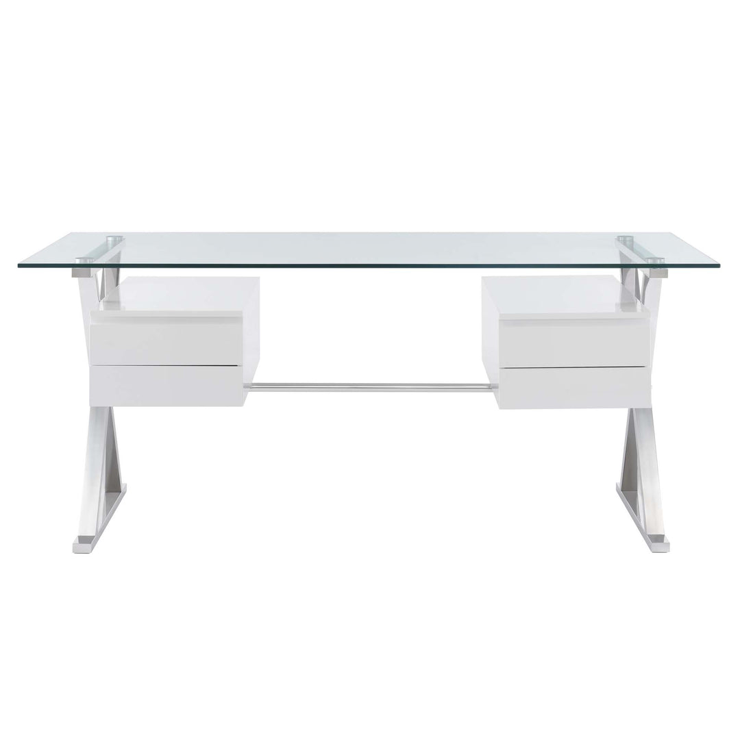 Sleek 71" Glass Top Glass Office Desk