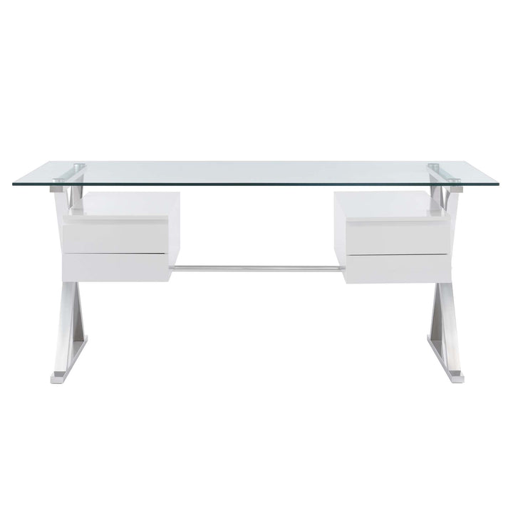 Sleek 71" Glass Top Glass Office Desk