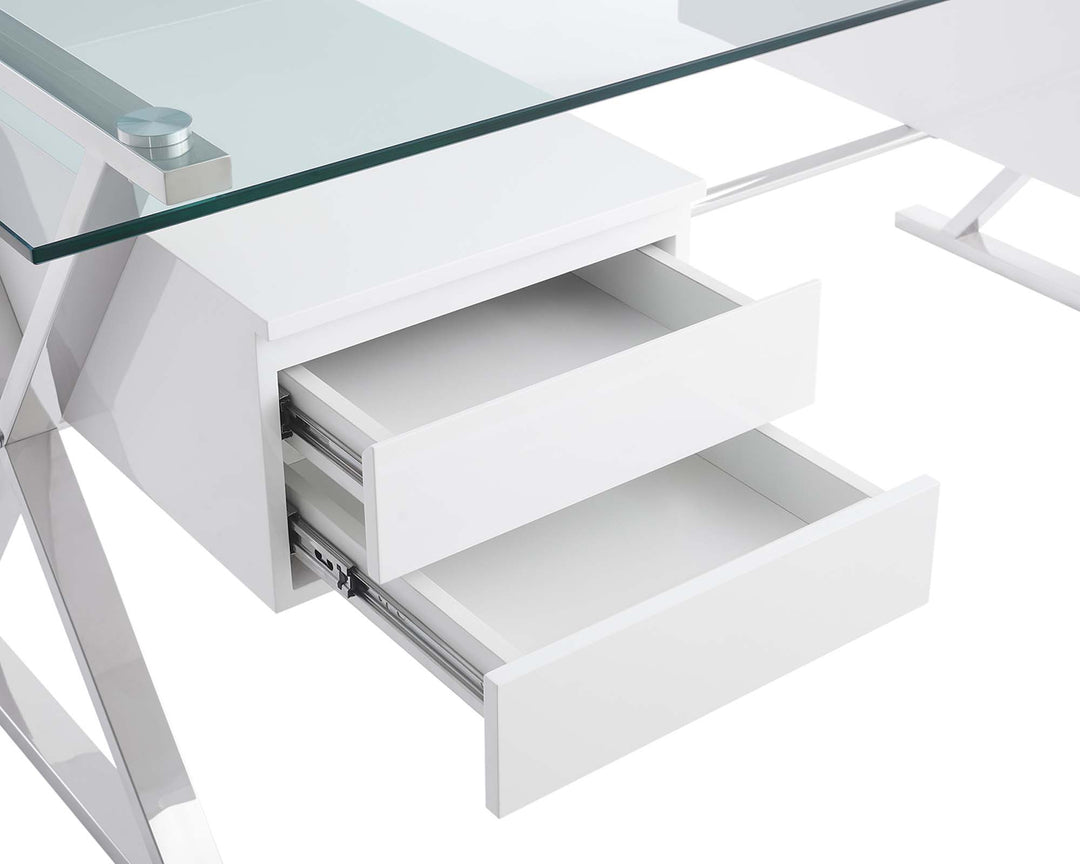 Sleek 71" Glass Top Glass Office Desk