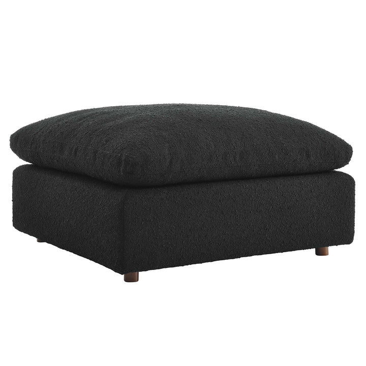 Comfy Down Filled Overstuffed Boucle Fabric Ottoman