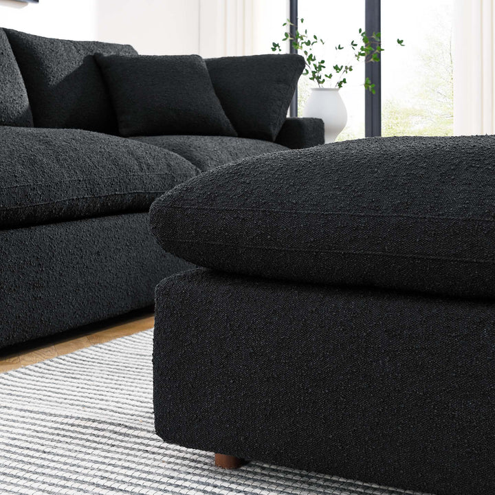 Comfy Down Filled Overstuffed Boucle Fabric Ottoman