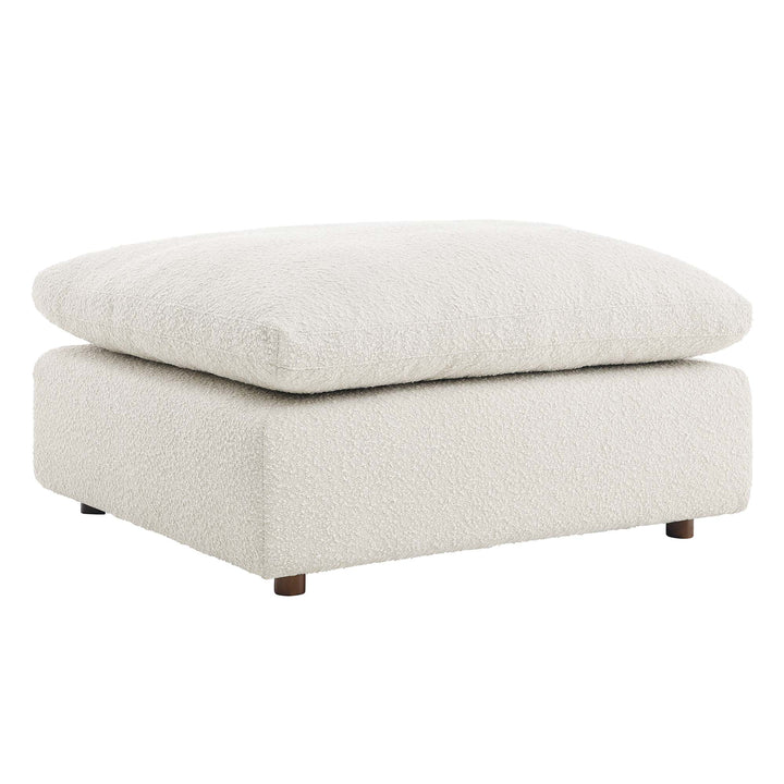 Comfy Down Filled Overstuffed Boucle Fabric Ottoman