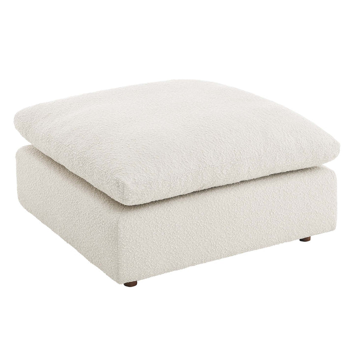 Comfy Down Filled Overstuffed Boucle Fabric Ottoman