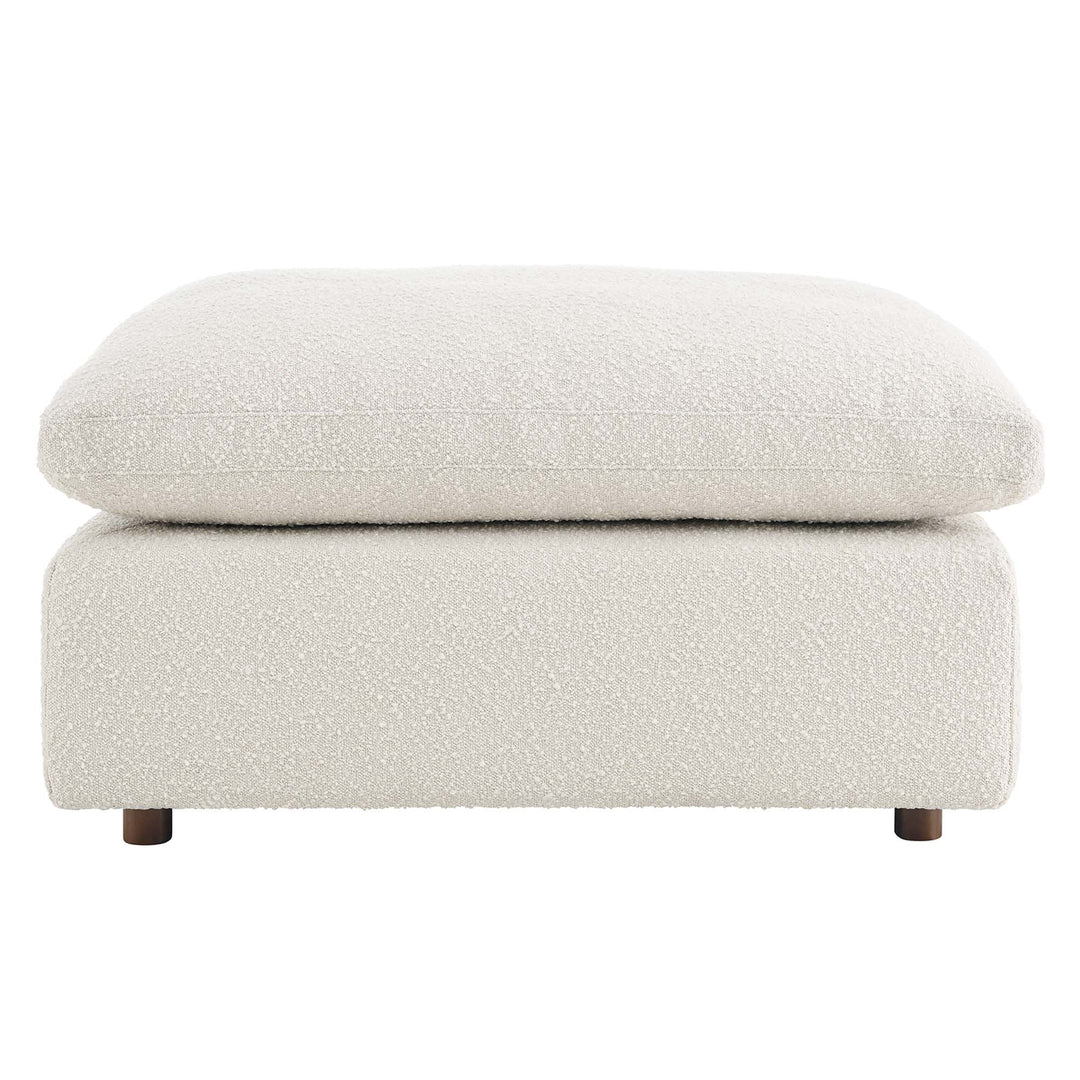 Comfy Down Filled Overstuffed Boucle Fabric Ottoman