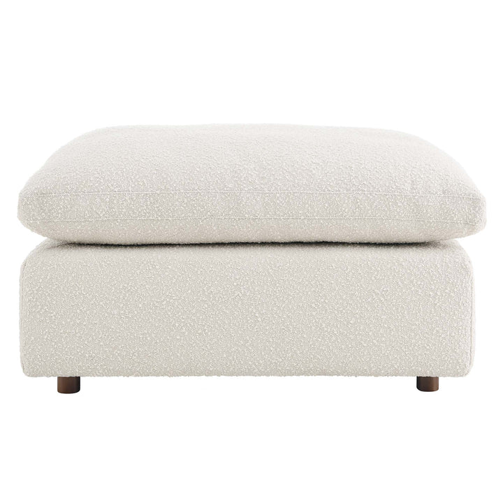 Comfy Down Filled Overstuffed Boucle Fabric Ottoman