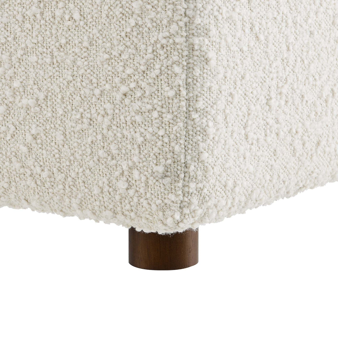 Comfy Down Filled Overstuffed Boucle Fabric Ottoman