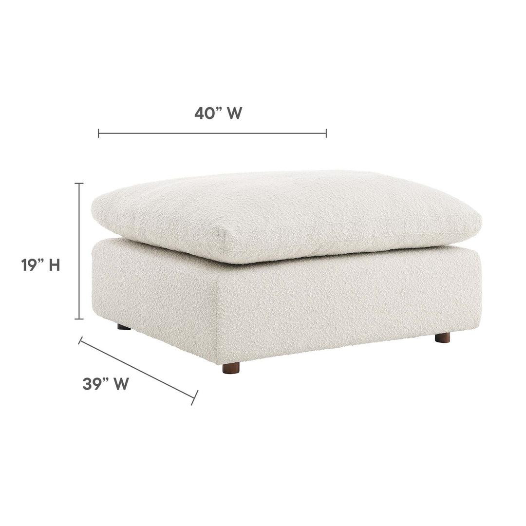 Comfy Down Filled Overstuffed Boucle Fabric Ottoman