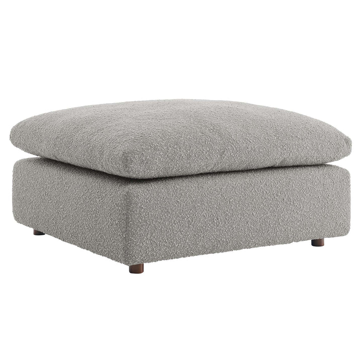 Comfy Down Filled Overstuffed Boucle Fabric Ottoman