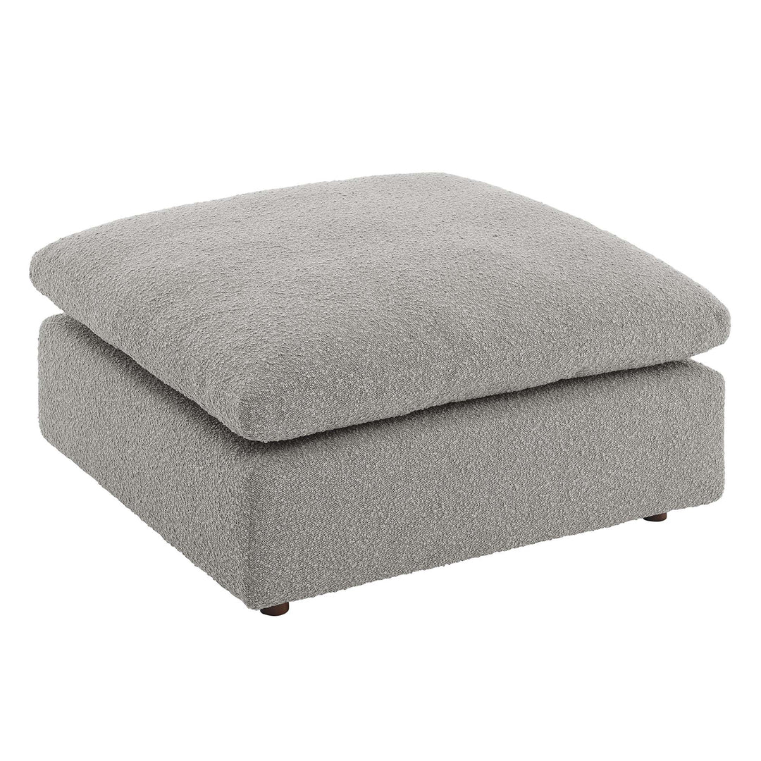 Comfy Down Filled Overstuffed Boucle Fabric Ottoman