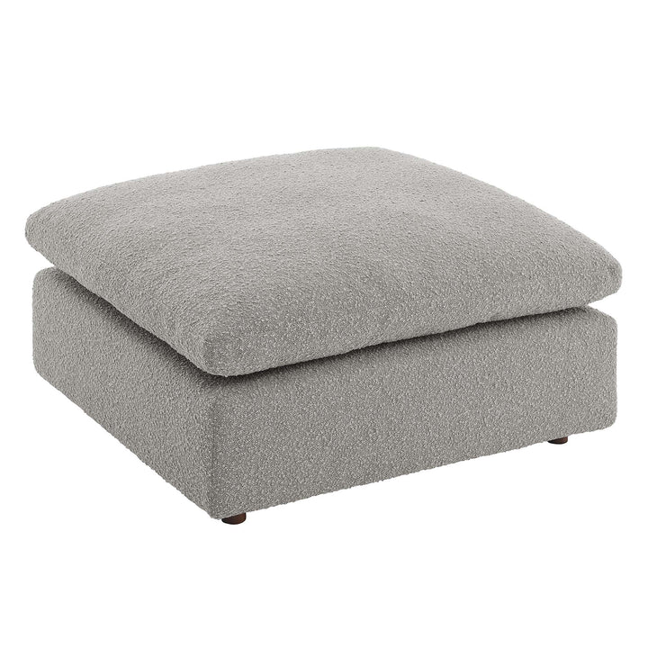 Comfy Down Filled Overstuffed Boucle Fabric Ottoman