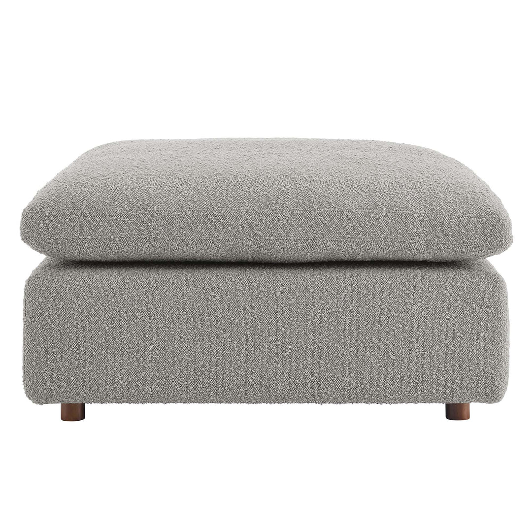 Comfy Down Filled Overstuffed Boucle Fabric Ottoman