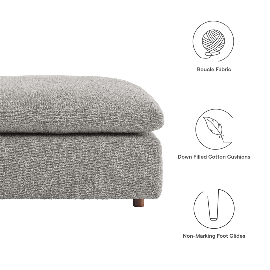 Comfy Down Filled Overstuffed Boucle Fabric Ottoman