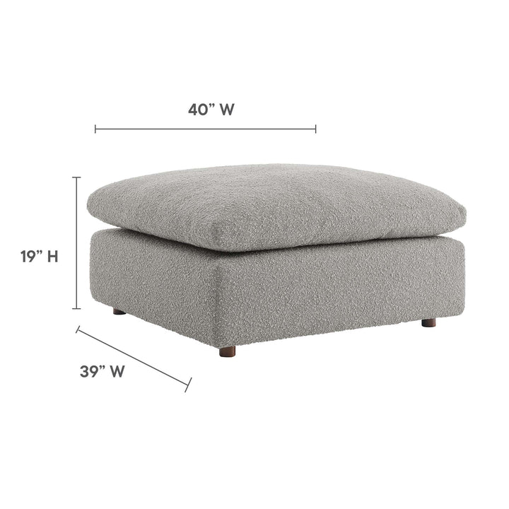 Comfy Down Filled Overstuffed Boucle Fabric Ottoman