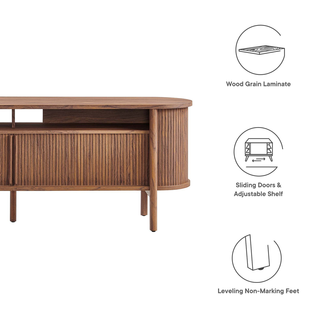 Oak Curved Media Console - 71"