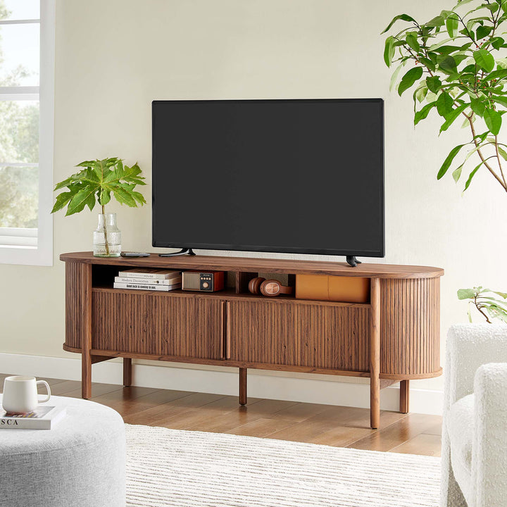 Oak Curved Media Console - 71"