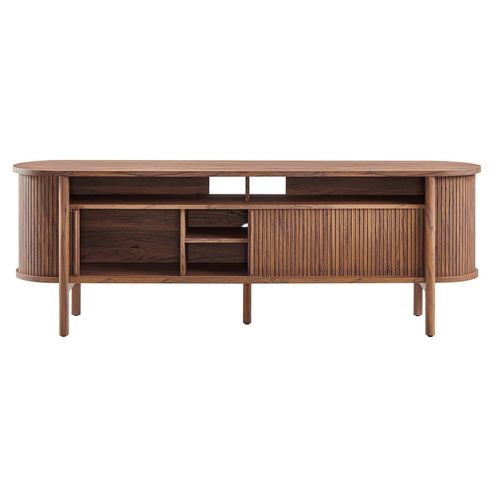 Oak Curved Media Console - 71"