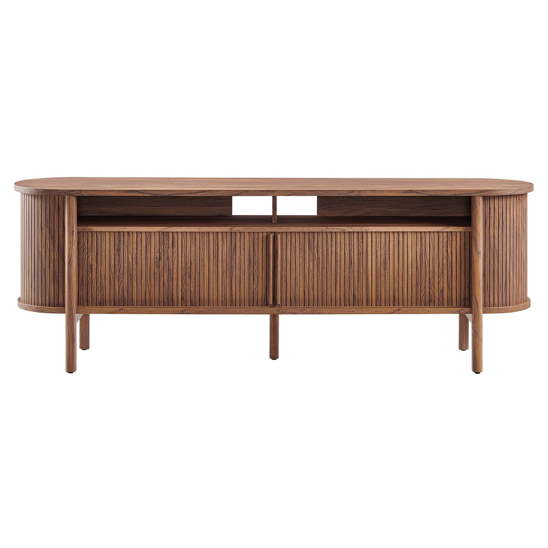 Oak Curved Media Console - 71"