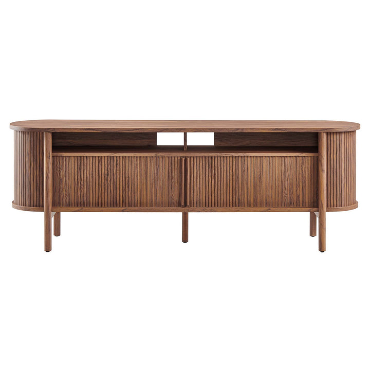 Oak Curved Media Console - 71"