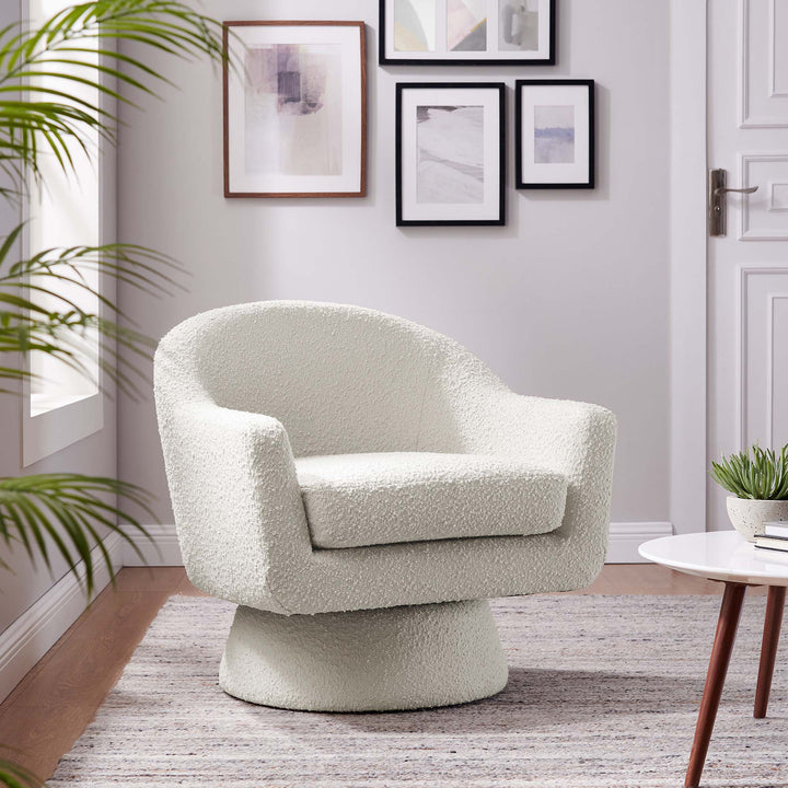 Aether Boucle Fabric Swivel Chair