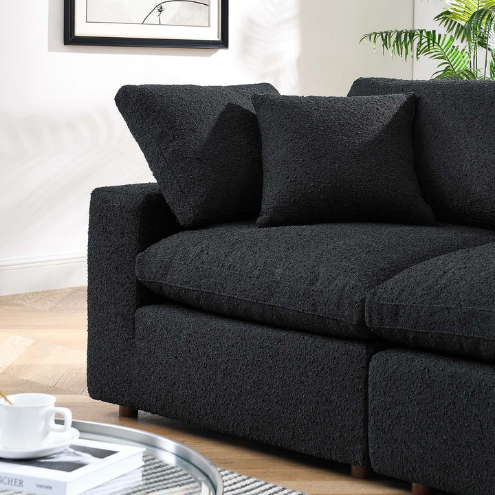 Comfort Down Filled Overstuffed Boucle Fabric Loveseat