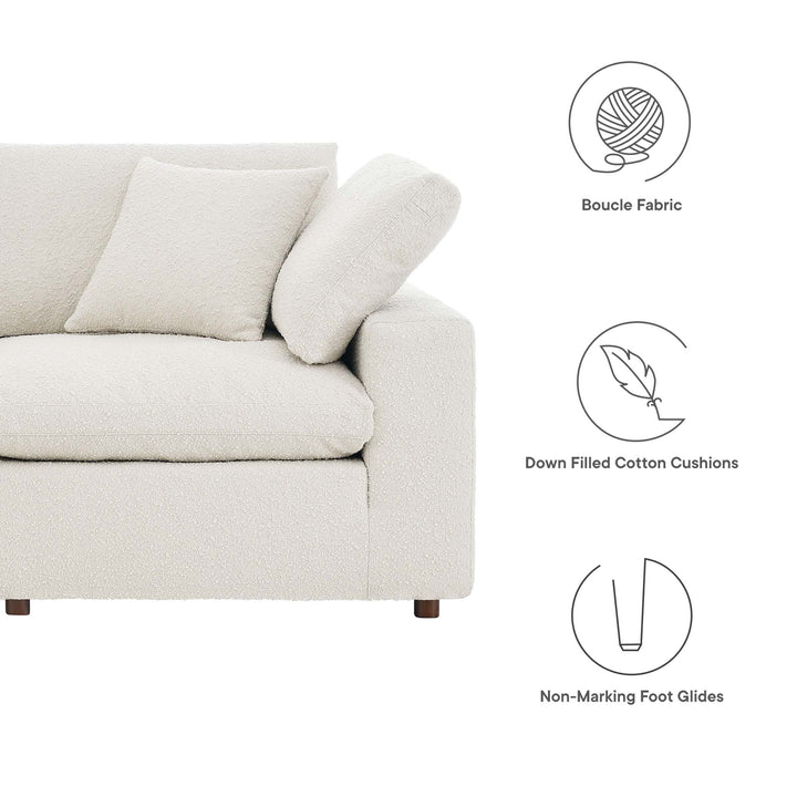 Comfort Down Filled Overstuffed Boucle Fabric Loveseat