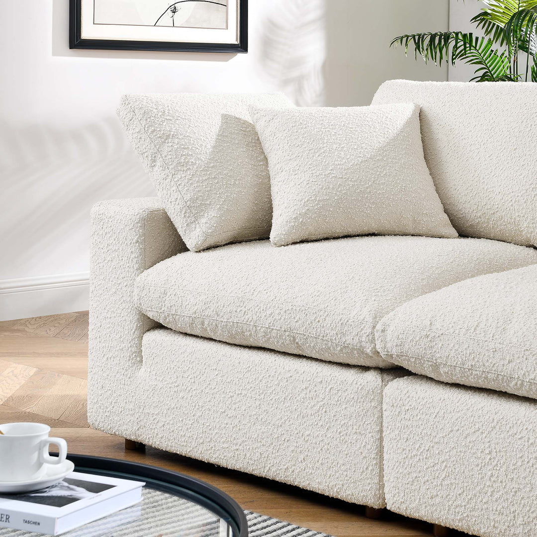 Comfort Down Filled Overstuffed Boucle Fabric Loveseat