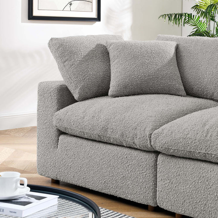 Comfort Down Filled Overstuffed Boucle Fabric Loveseat