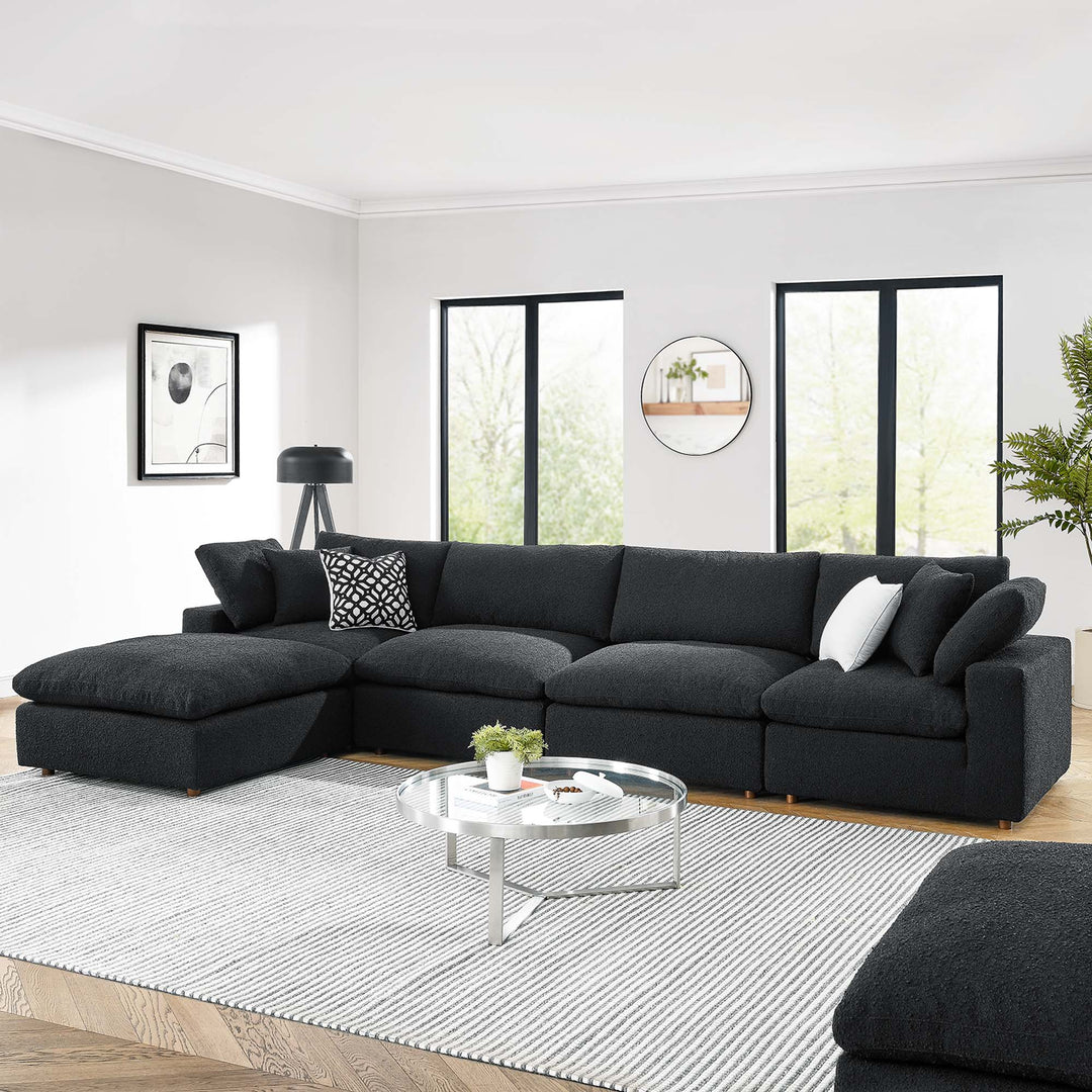 Classic 5-Piece Cozy Chenille Cushion Sectional Sofa