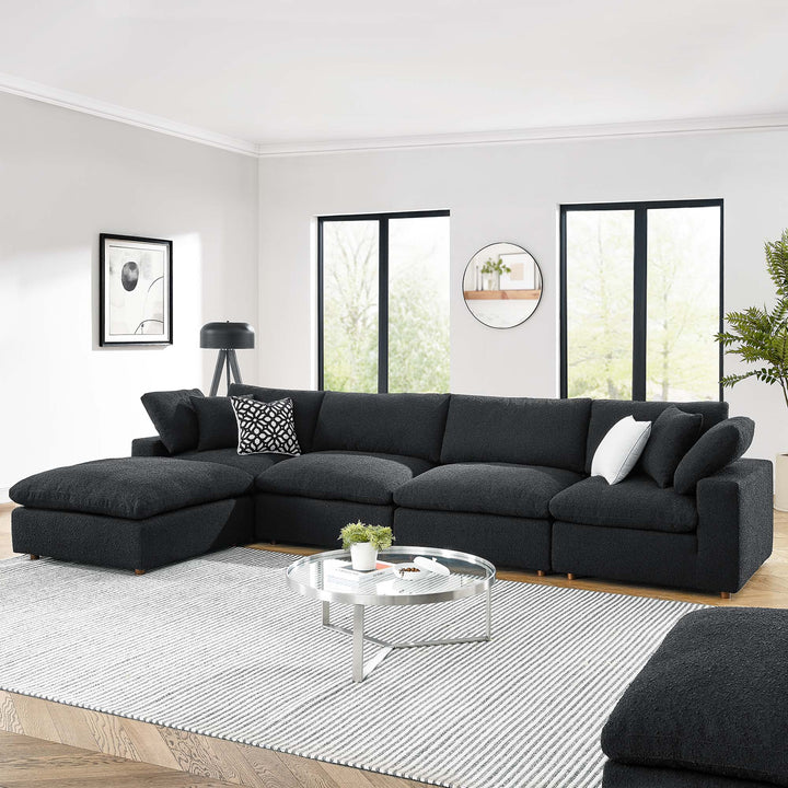 Classic 5-Piece Cozy Chenille Cushion Sectional Sofa