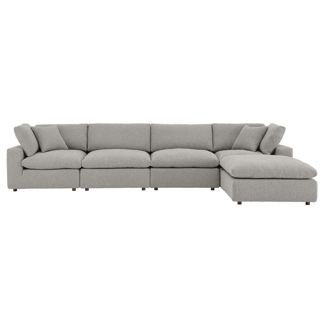 Classic 5-Piece Cozy Chenille Cushion Sectional Sofa