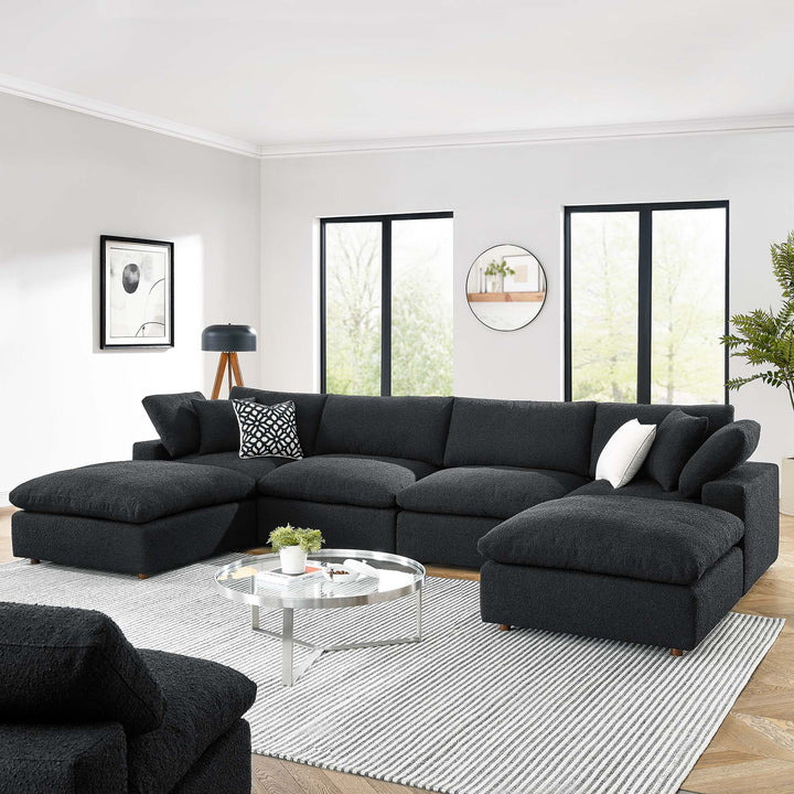 Commix 6-Piece Plush Padded Boucle Sectional Sofa