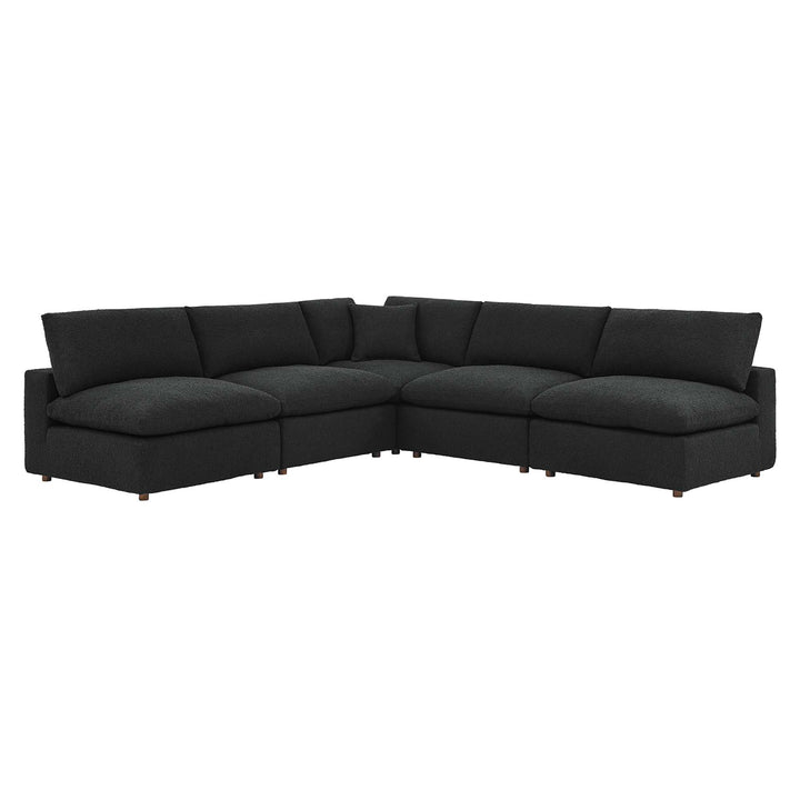 Chic 5-Piece Down Filled Overstuffed Boucle Fabric Corner Couch