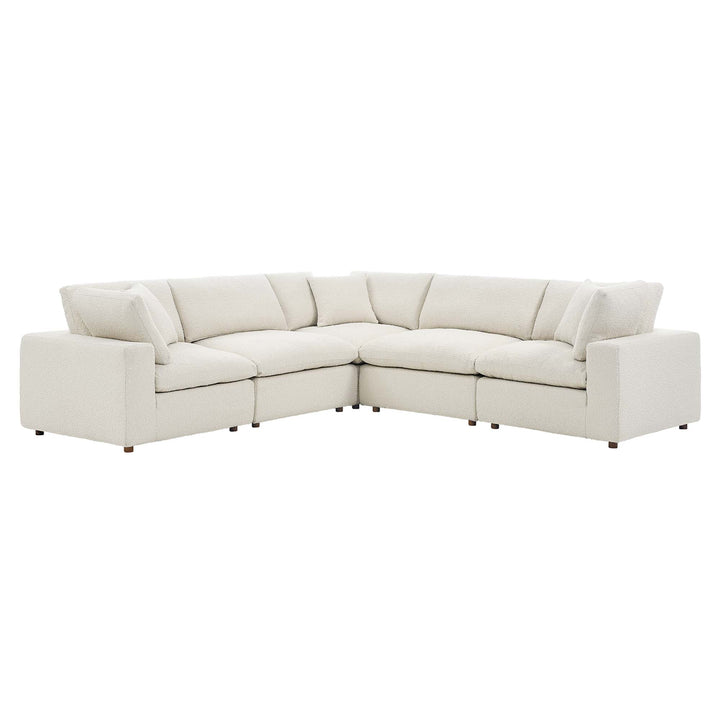 Commix 5-Piece Down Filled Overstuffed Boucle Sectional Sofa