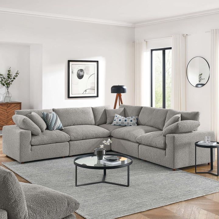 Commix 5-Piece Down Filled Overstuffed Boucle Sectional Sofa