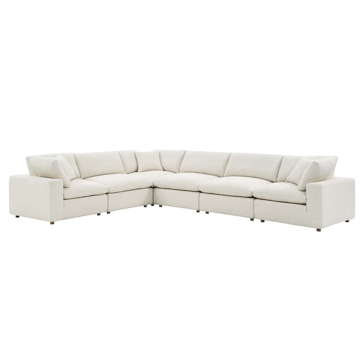 Cloud 6-Piece Down Filled Overstuffed Boucle Fabric Sectional Sofa