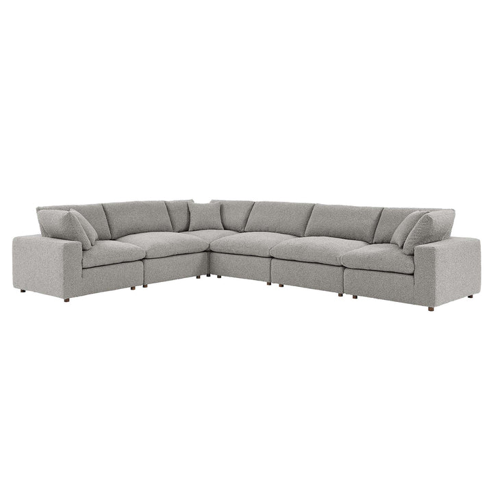 Cloud 6-Piece Down Filled Overstuffed Boucle Fabric Sectional Sofa