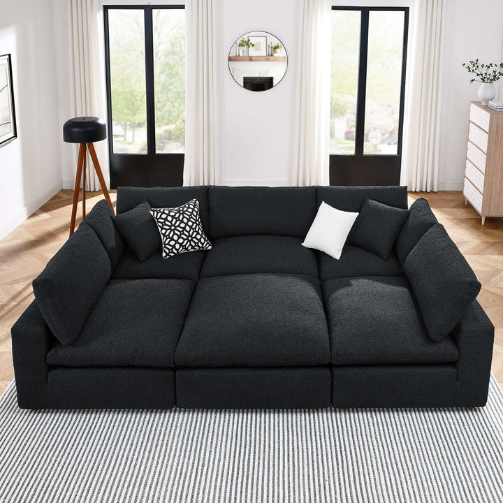 Chic 6-Piece Down Filled Overstuffed Boucle Fabric Couch Sectional Sofa