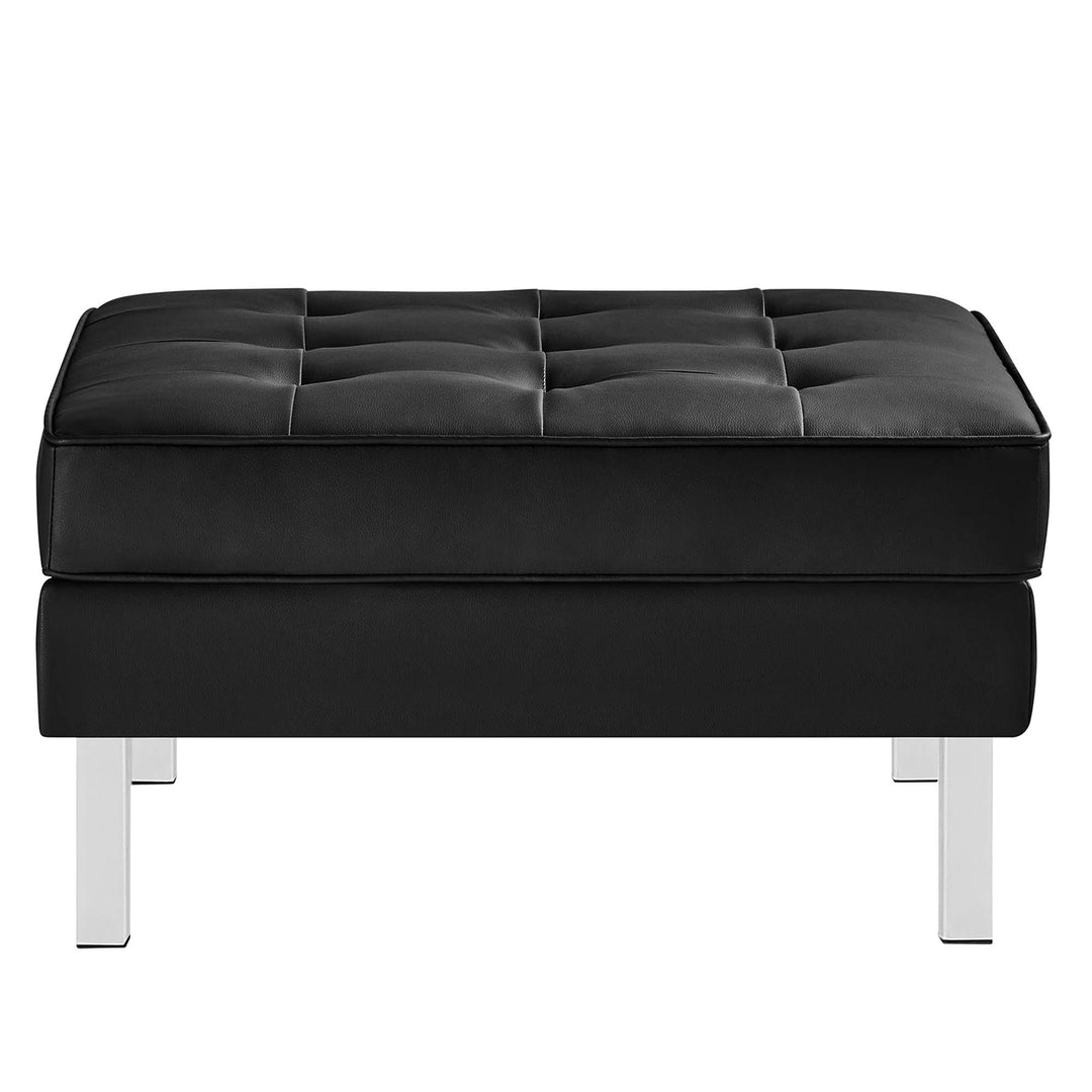 Luxe Tufted Vegan Leather Armchair and Ottoman Set