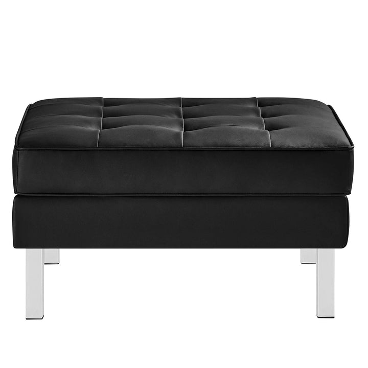 Luxe Tufted Vegan Leather Armchair and Ottoman Set