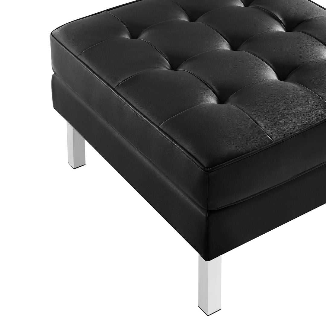 Luxe Tufted Vegan Leather Armchair and Ottoman Set