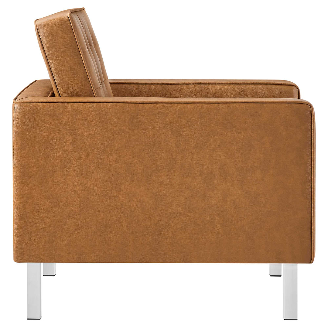 Luxe Tufted Vegan Leather Armchair and Ottoman Set