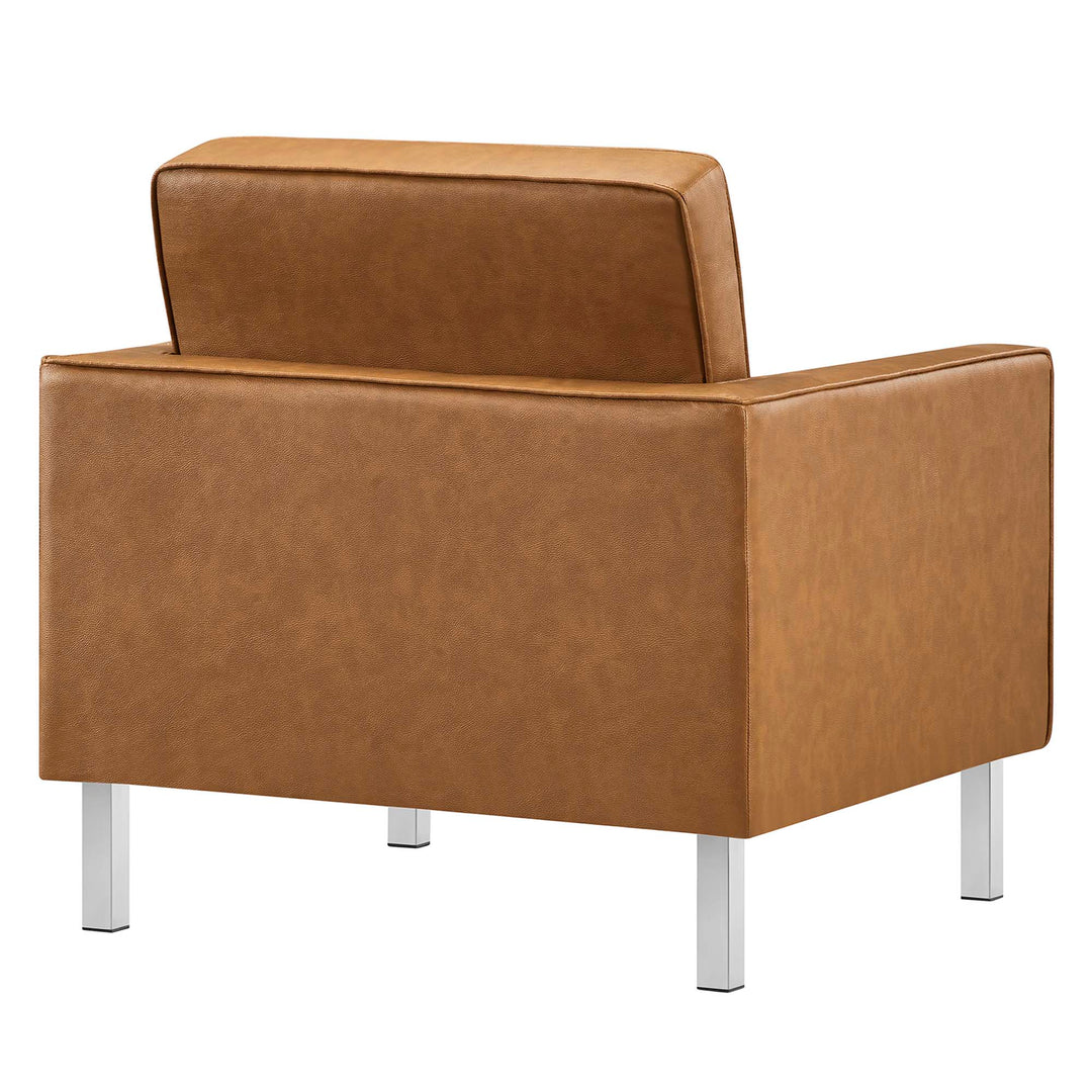 Luxe Tufted Vegan Leather Armchair and Ottoman Set