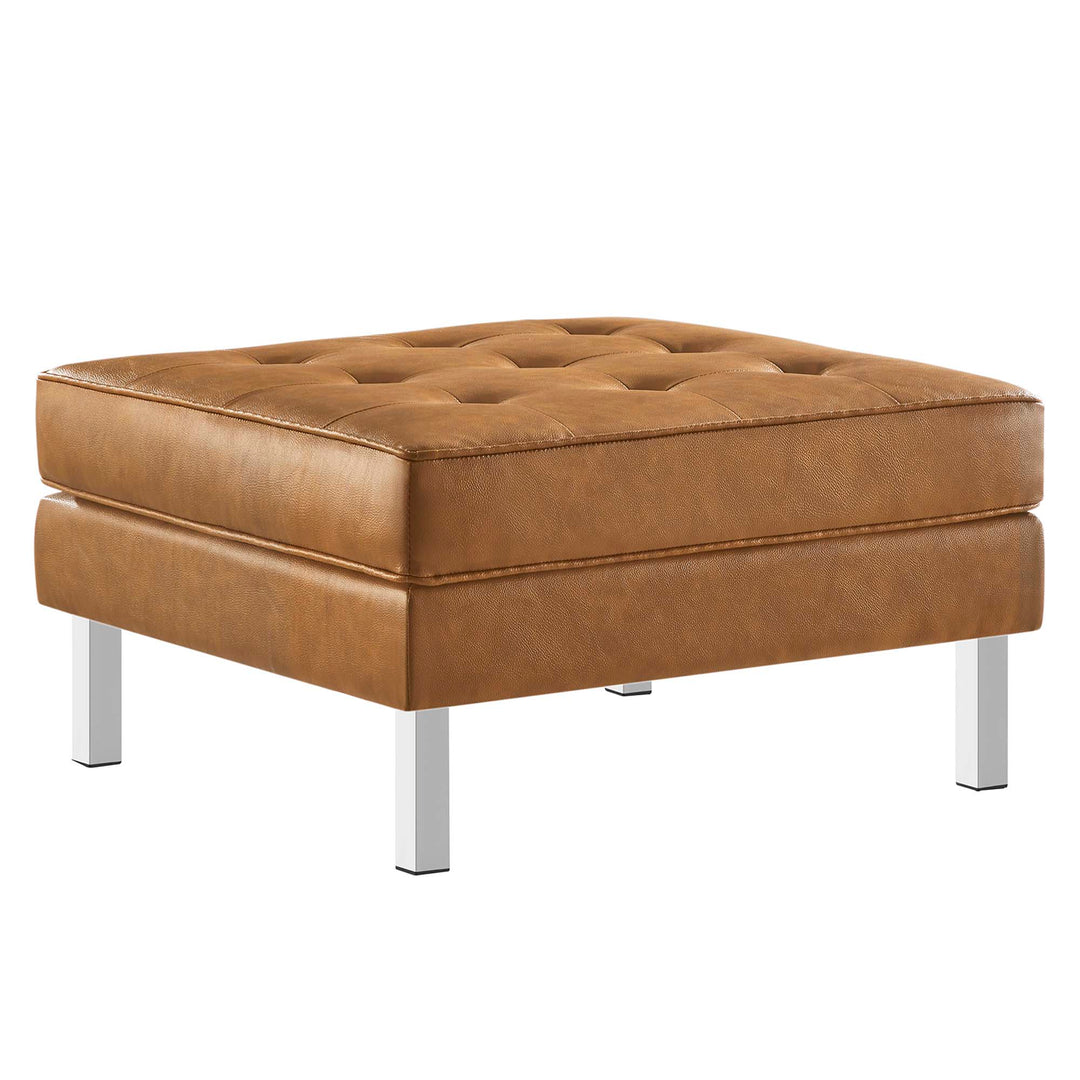 Luxe Tufted Vegan Leather Armchair and Ottoman Set