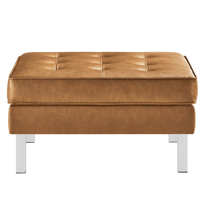 Luxe Tufted Vegan Leather Armchair and Ottoman Set