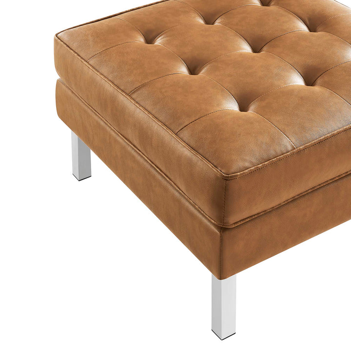 Luxe Tufted Vegan Leather Armchair and Ottoman Set